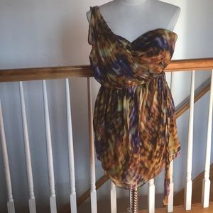 🌷Seduce water multi-color one strap dress size S.